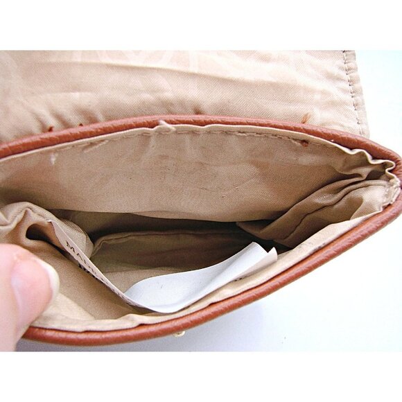 NEW Vegan Leather Belt Loop Latch Wristlet Pouch Wallet Tan Toffee Snap Closure - Picture 8 of 9